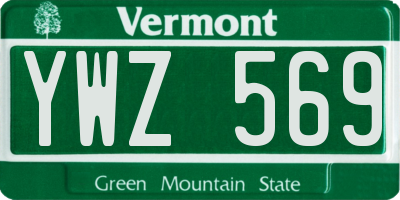VT license plate YWZ569