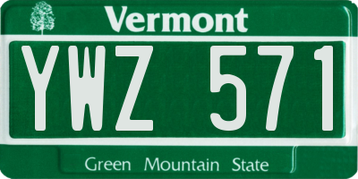 VT license plate YWZ571