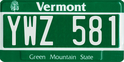 VT license plate YWZ581
