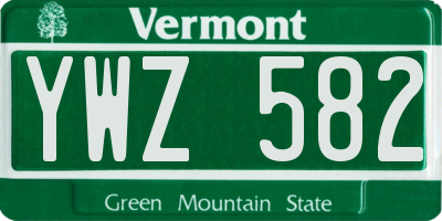 VT license plate YWZ582