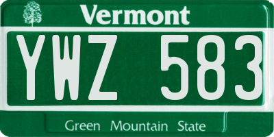 VT license plate YWZ583