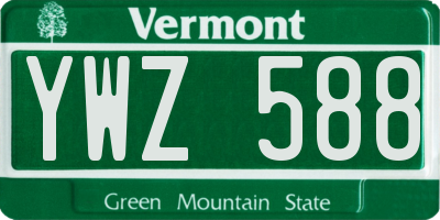 VT license plate YWZ588