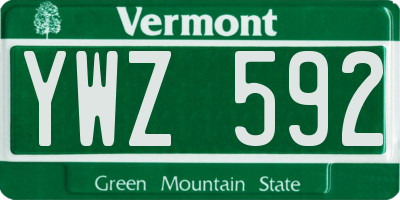 VT license plate YWZ592