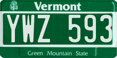 VT license plate YWZ593