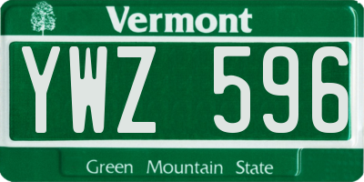 VT license plate YWZ596
