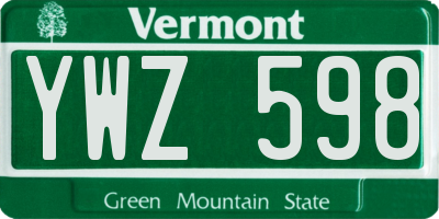VT license plate YWZ598