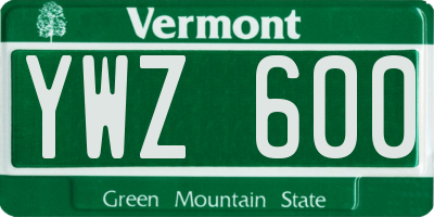 VT license plate YWZ600