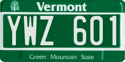 VT license plate YWZ601