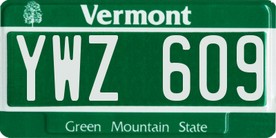 VT license plate YWZ609
