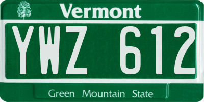VT license plate YWZ612