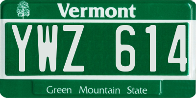VT license plate YWZ614