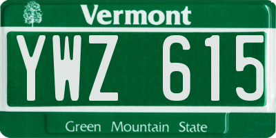 VT license plate YWZ615