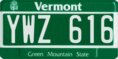 VT license plate YWZ616