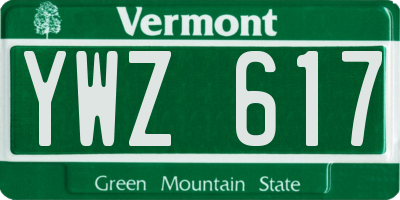 VT license plate YWZ617
