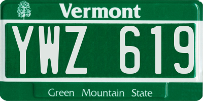 VT license plate YWZ619