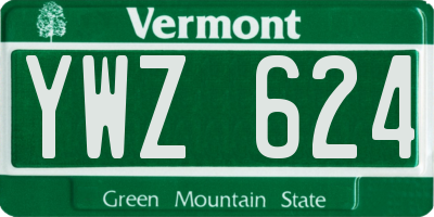 VT license plate YWZ624