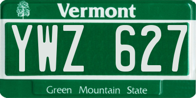 VT license plate YWZ627