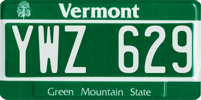 VT license plate YWZ629