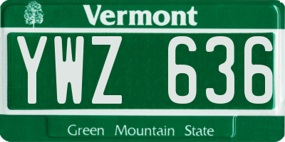 VT license plate YWZ636