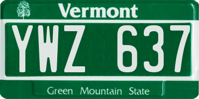 VT license plate YWZ637