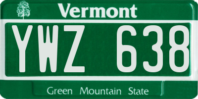 VT license plate YWZ638