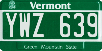 VT license plate YWZ639