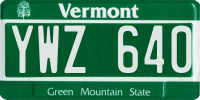 VT license plate YWZ640