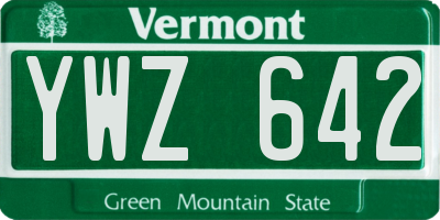 VT license plate YWZ642