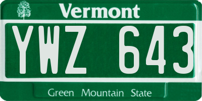 VT license plate YWZ643