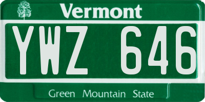 VT license plate YWZ646