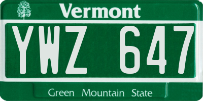 VT license plate YWZ647