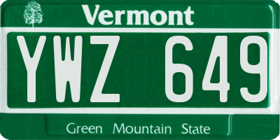 VT license plate YWZ649