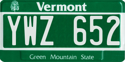 VT license plate YWZ652