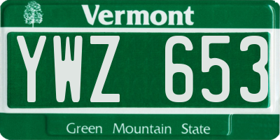 VT license plate YWZ653