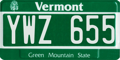 VT license plate YWZ655