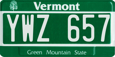 VT license plate YWZ657