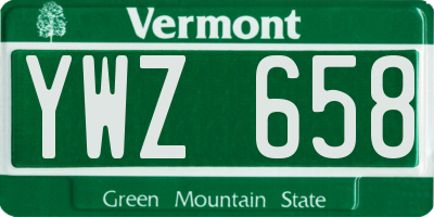 VT license plate YWZ658