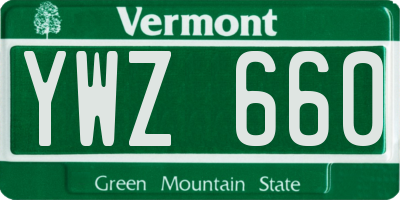 VT license plate YWZ660