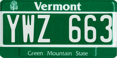 VT license plate YWZ663