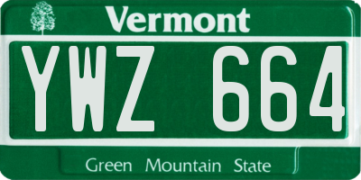 VT license plate YWZ664