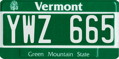 VT license plate YWZ665