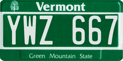 VT license plate YWZ667