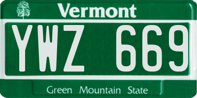 VT license plate YWZ669