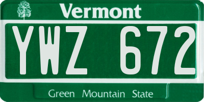 VT license plate YWZ672