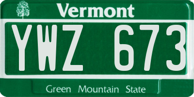 VT license plate YWZ673