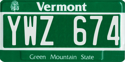 VT license plate YWZ674