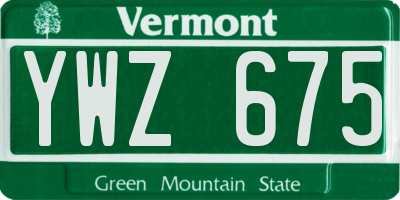 VT license plate YWZ675