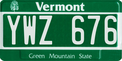 VT license plate YWZ676