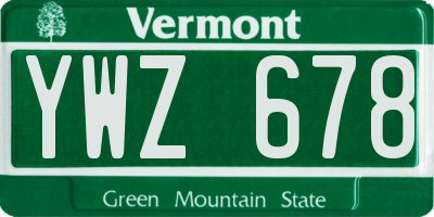 VT license plate YWZ678