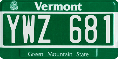 VT license plate YWZ681